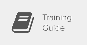 Icon representing a book, with the words, "Training Guide."