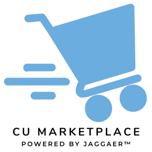 CU Marketplace logo featuring a blue shopping cart and the phrase "Powered by Jaggaer"