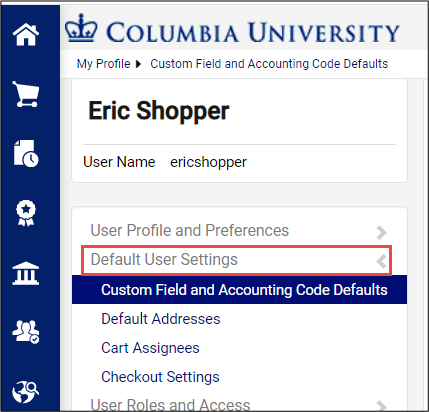 CU Marketplace Default User Settings
