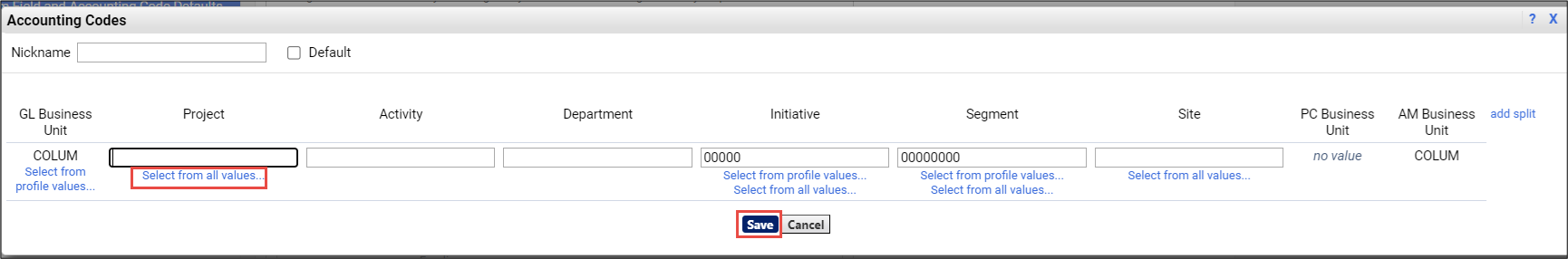 CU Marketplace Accounting Code