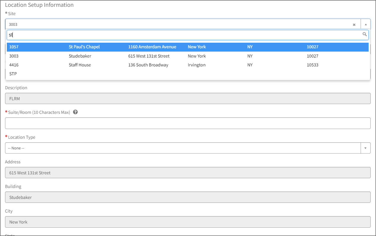 ServiceNow Location Setup Information Site