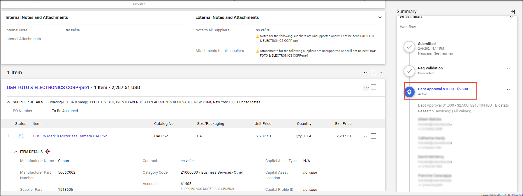 CU Markeptace Requisition Checkout Screen