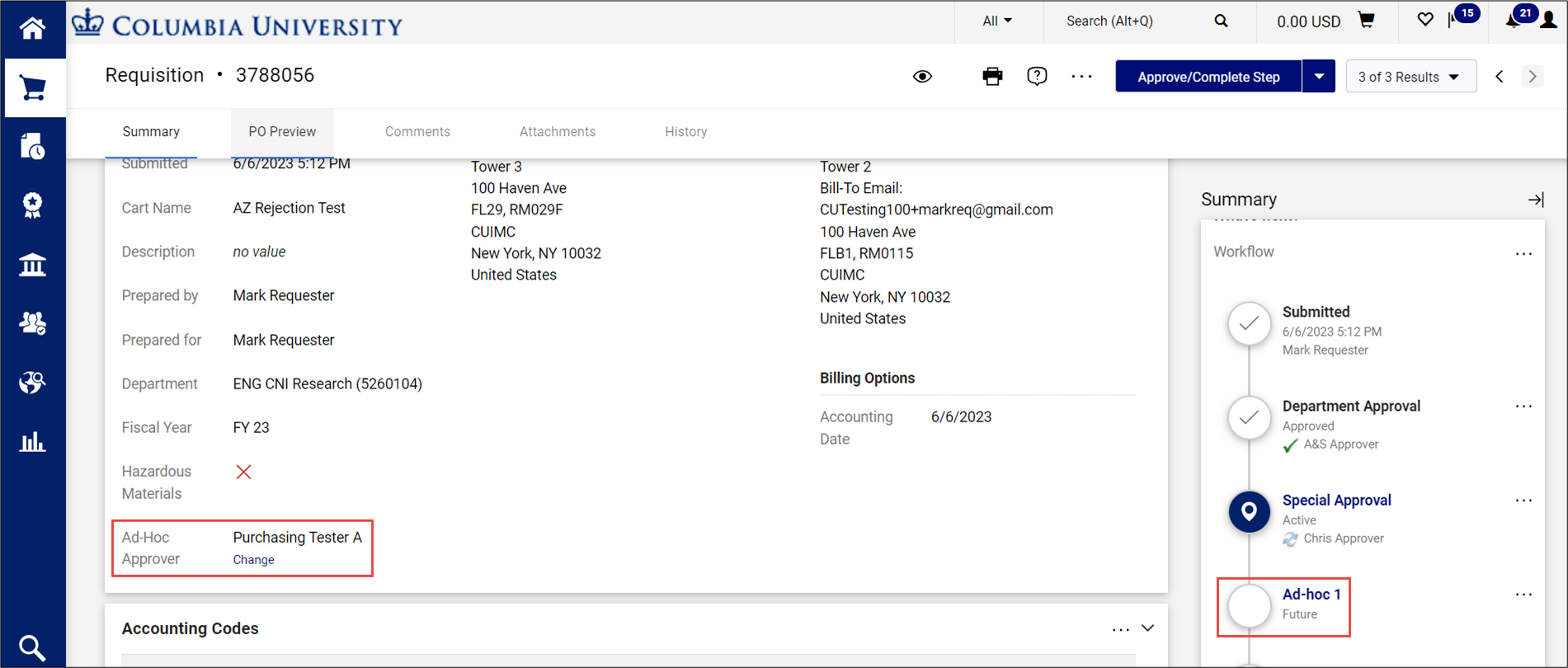 CU Marketplace Requisition Workflow Summary