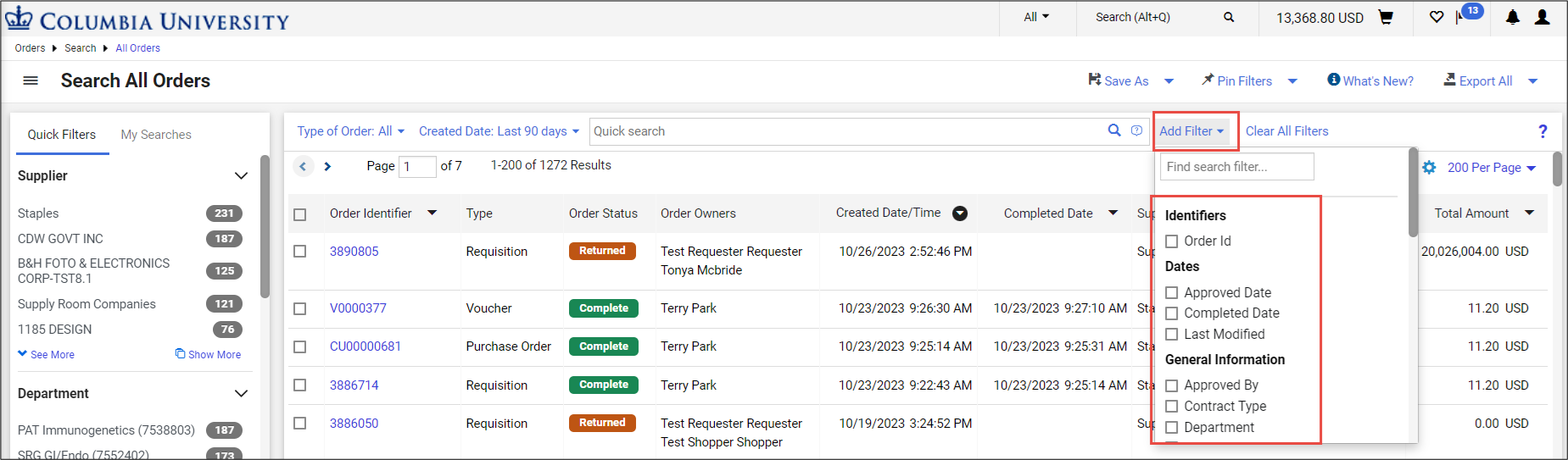 CU Marketplace Search Filters