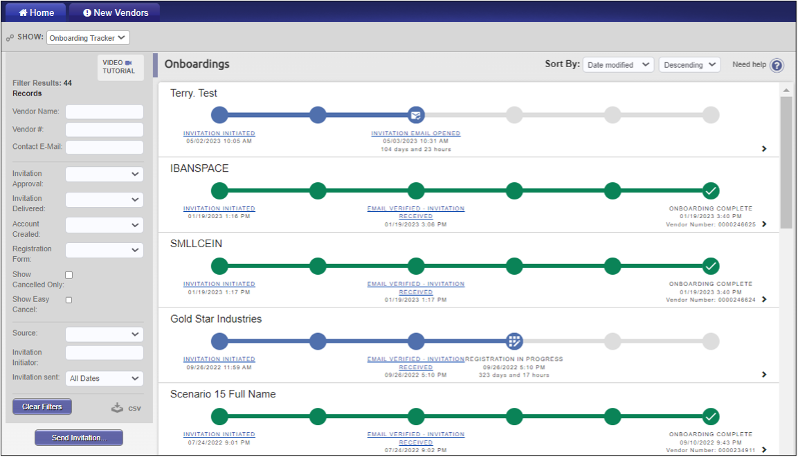 The Onboardings screen.