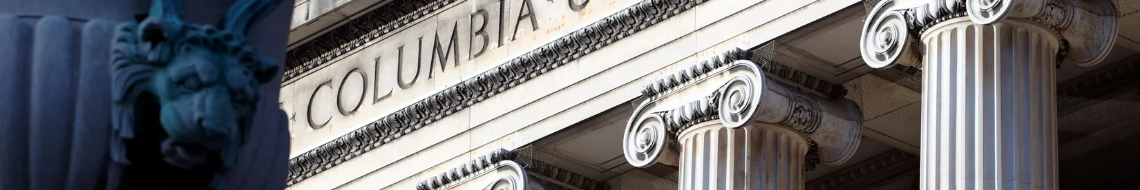 Image of Low Library columns with Lion knocker.